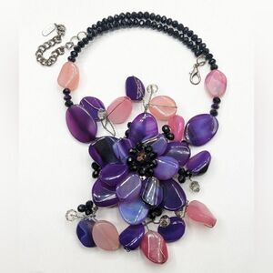 SALE! Statement Vincero dyed stone and wire wrapped, beaded necklace!
